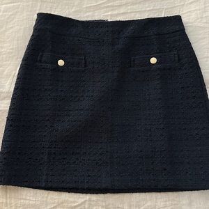 LOFT Navy Tweed Mini Skirt